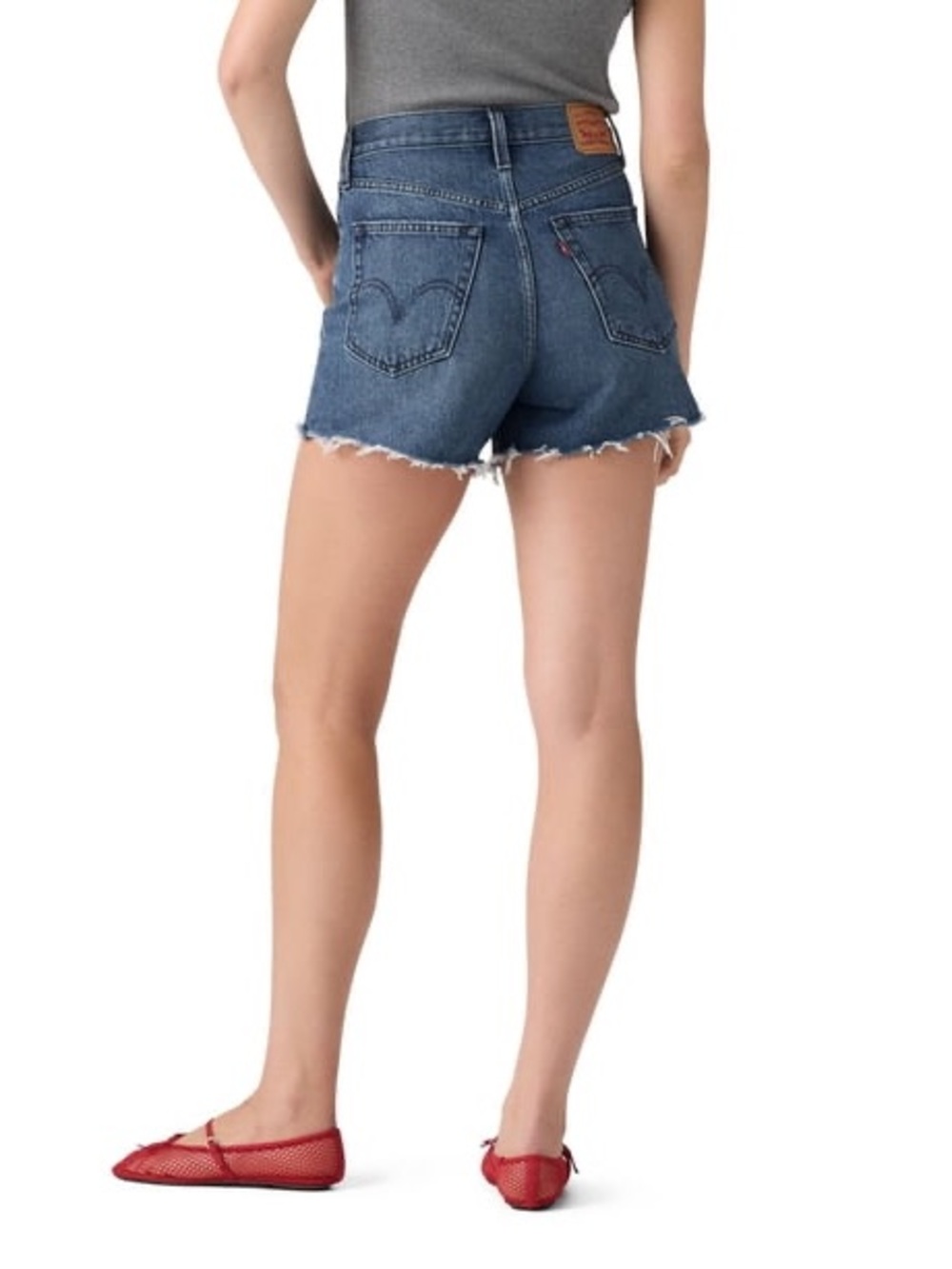 Levi's Dark Blue Frayed Hem High-Rise Denim Shorts